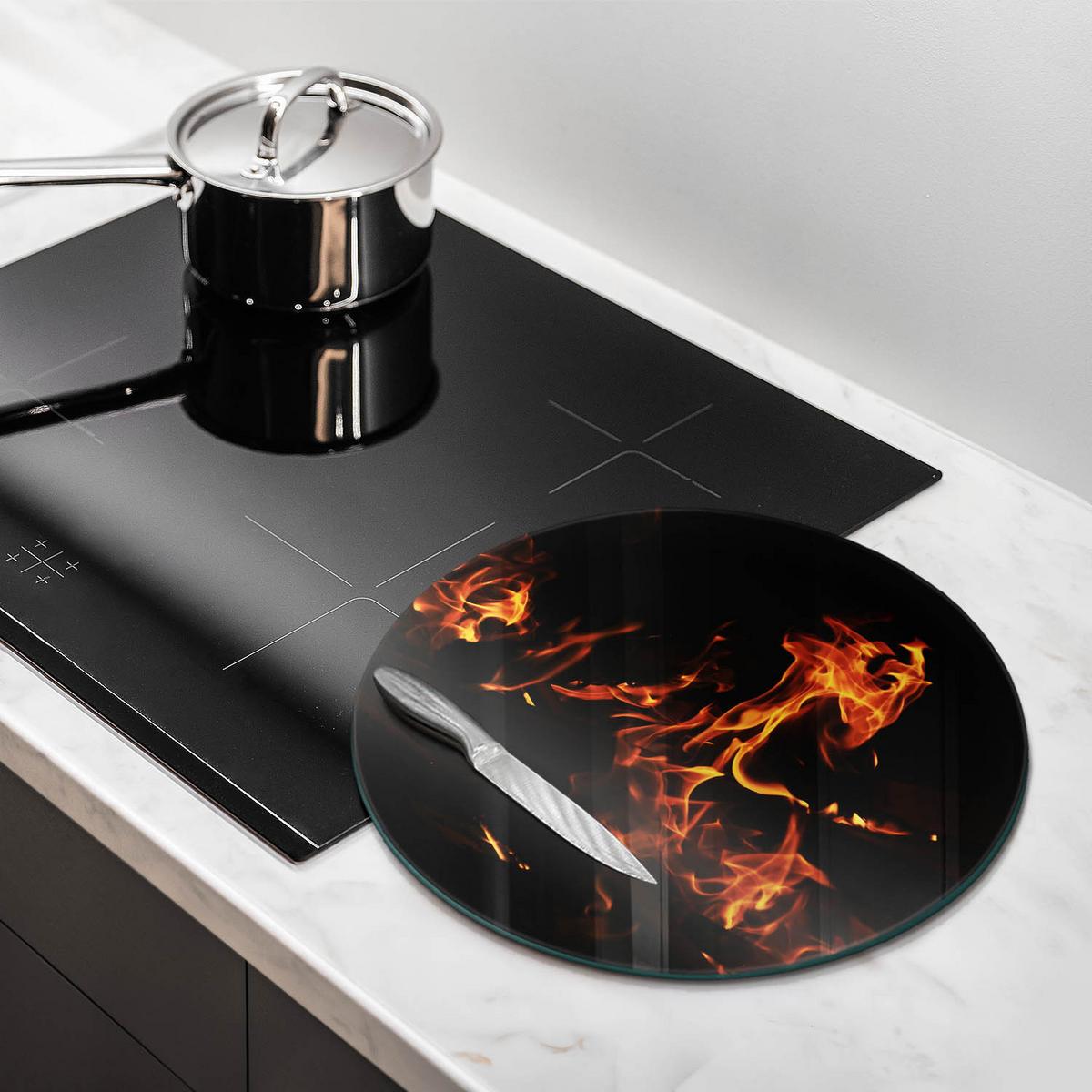 GLASPLATTE Ø 40 cm Feuerflamme - Orange, Glas (40/40cm) - Wallfluent