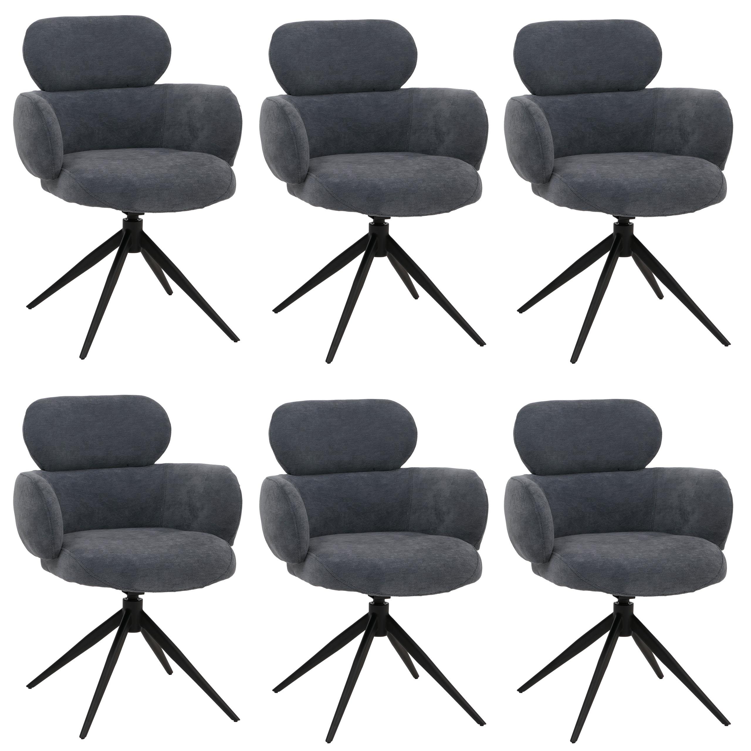 ESSZIMMERSTUHL Grau, Blau 6er-Set - Blau/Blaugrau, Textil (61/86/69cm) - MCW