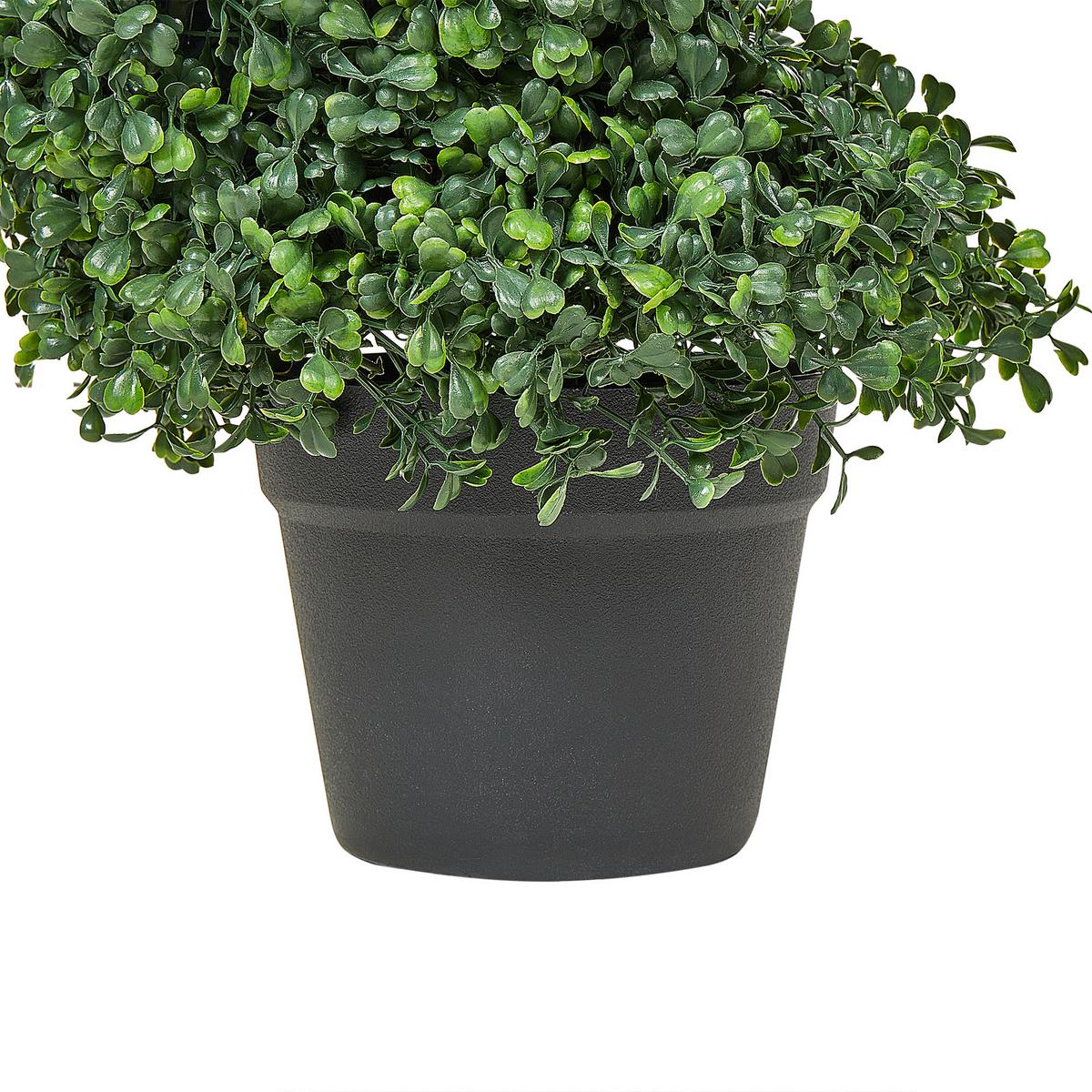 KUNSTPFLANZE im Blumentopf 120 cm Grün/Schwarz Boxwood Spiral Tree - Schwarz/Grün, Kunststoff (120cm) - Beliani
