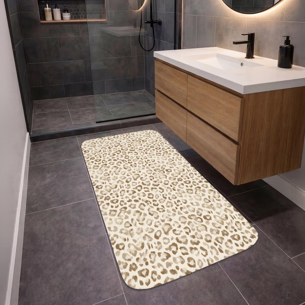 BADEMATTE Leopard - Klassisch - Beige 60x120 cm - Hellbraun, Textil (60/120cm) - OnlyWow
