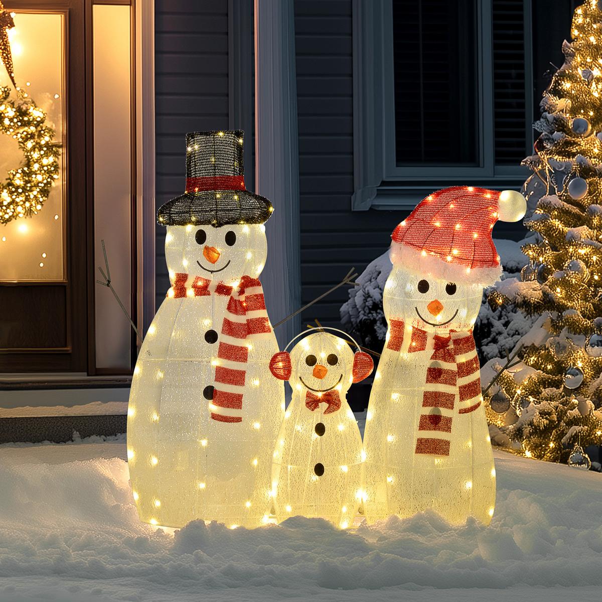 148ER LED Schneemann, Weihnachtsdeko in warmweiß, Weihnachtsbeleuchtung - Weiß, Kunststoff/Metall (34/93/67cm) - Outsunny