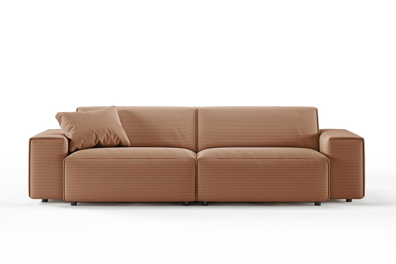 SOFA RANI Braun Cord - Schwarz/Braun, Kunststoff/Textil (256/71/101cm) - KAWOLA