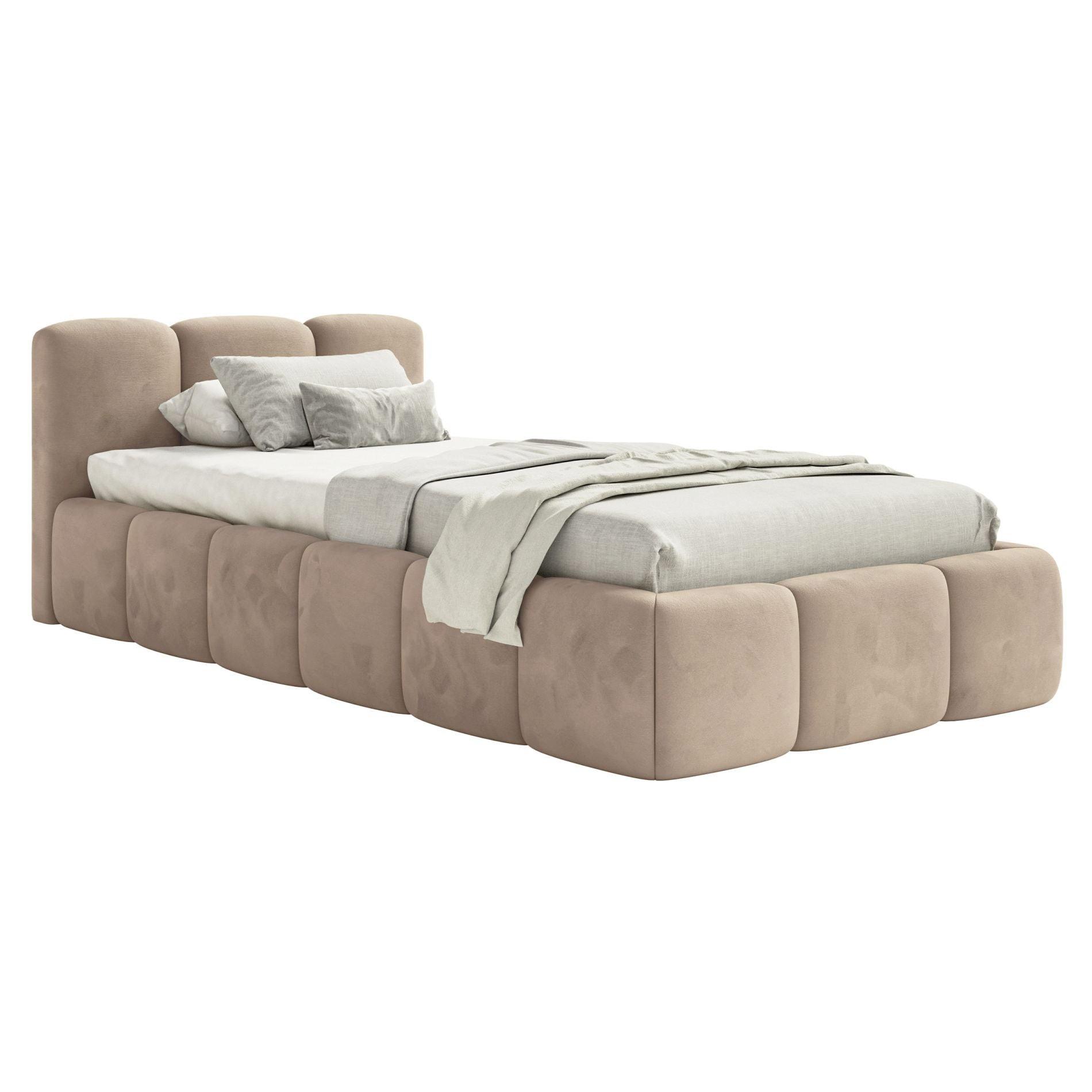 POLSTERBETT Cloudy Low Beige Samt, 90x200 cm - Beige/Schwarz, Kunststoff/Textil (90/200cm) - Selsey