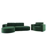 SOFASET Palma In Noel - Grün, Holzwerkstoff/Textil (236/78/165cm) - Fun Möbel