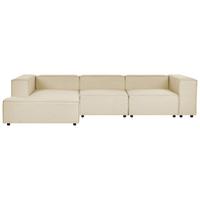 3-SITZER-ECKSOFA Leinen beige linksseitig Aprica - Beige/Schwarz, Textil (326/180cm) - Beliani