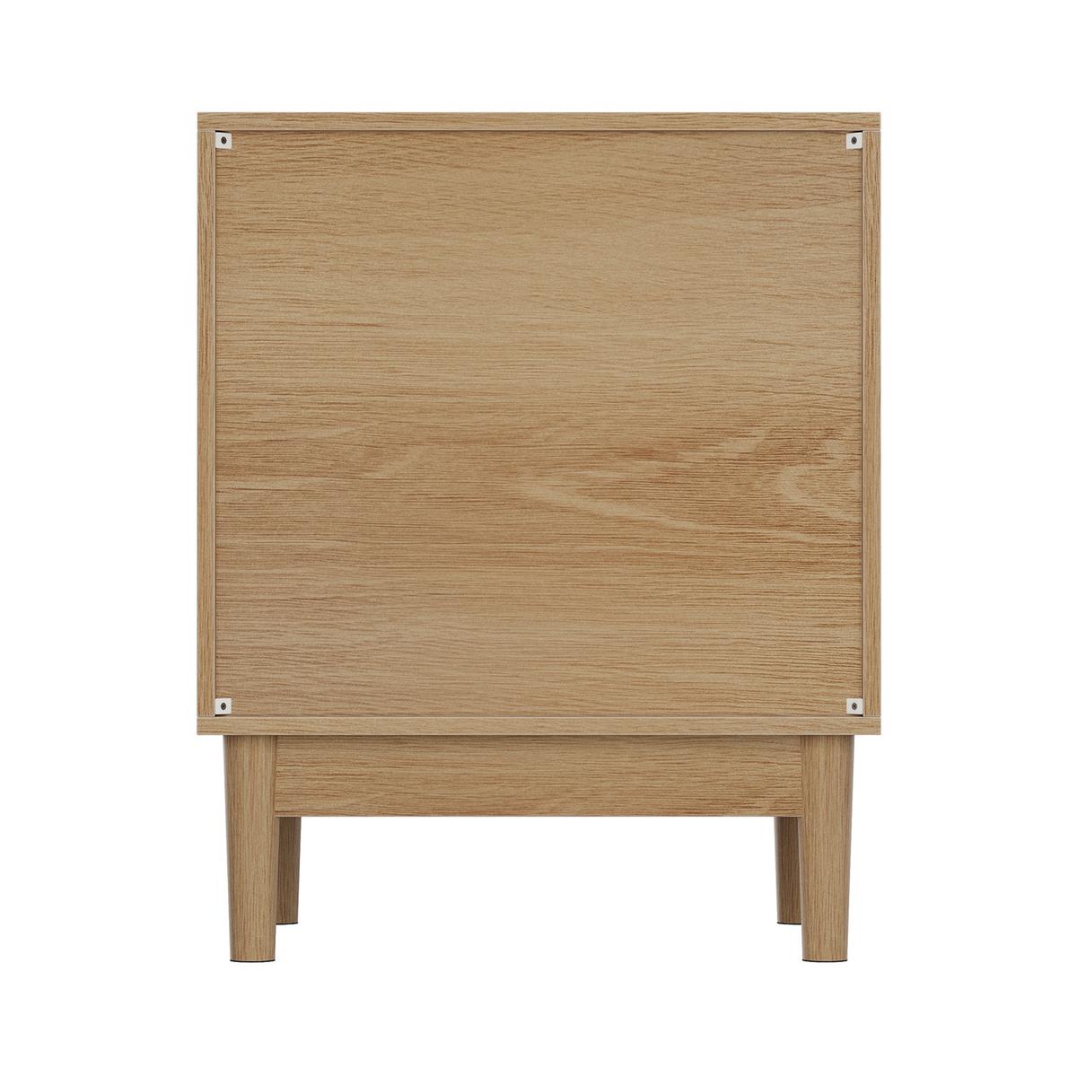 NACHTTISCH eichen-optik & latten-design mit 2 schubladen & goldgriffen - Eichefarben, Holzwerkstoff (45/56.5/39cm) - Urban Meuble