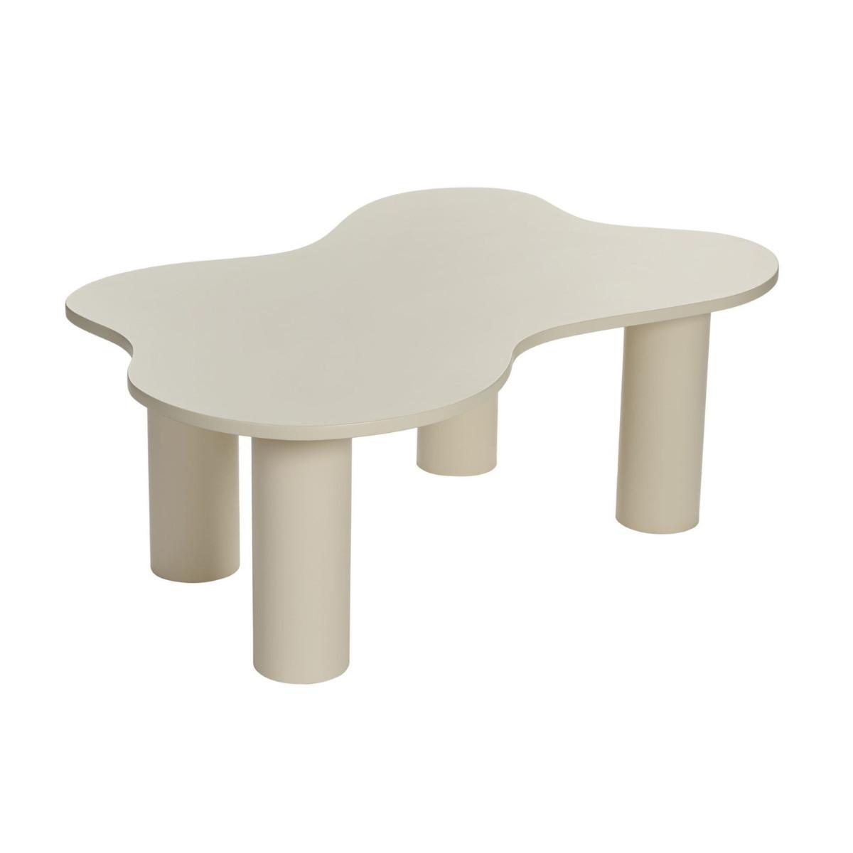 COUCHTISCH mit organisch geformter Cremeplatte 70/110/40 cm - Weiß, Holzwerkstoff (48/70/40cm) - Calicosy