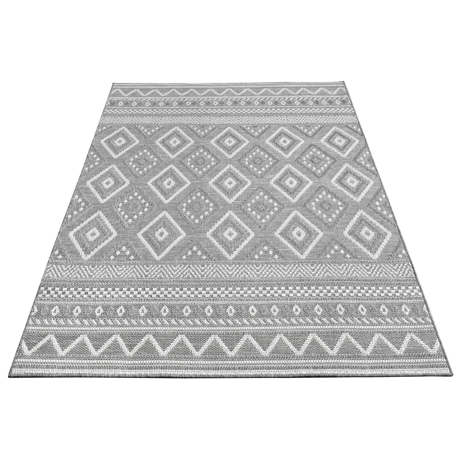 FLACHWEBTEPPICH, mit Rautenmuster, aus Polypropylen, Grau, 80 x 150 cm - Grau, Textil (80/150cm) - KADIMA DESIGN