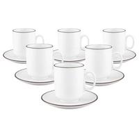 KAFFEEBECHER MIT UNTERTASSEN Sento Home Pure Lines Chocolate Brown 400 ml 6er Set - Dunkelbraun, Keramik (0.4L) - Seltmann Weiden