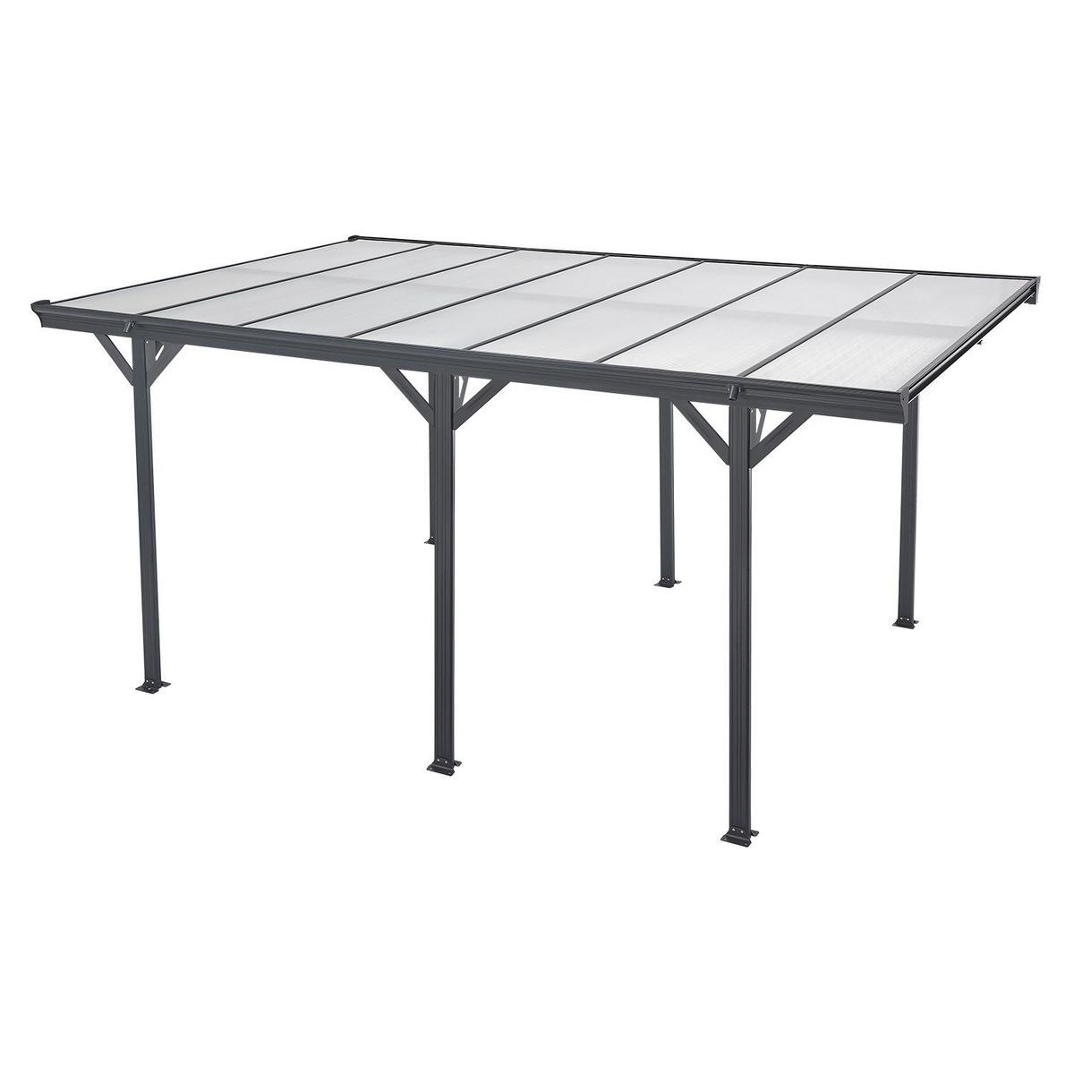 CARPORT mit Flachdach 5x3 m dunkelgrau - Dunkelgrau, Metall (305/230/503cm) - Juskys