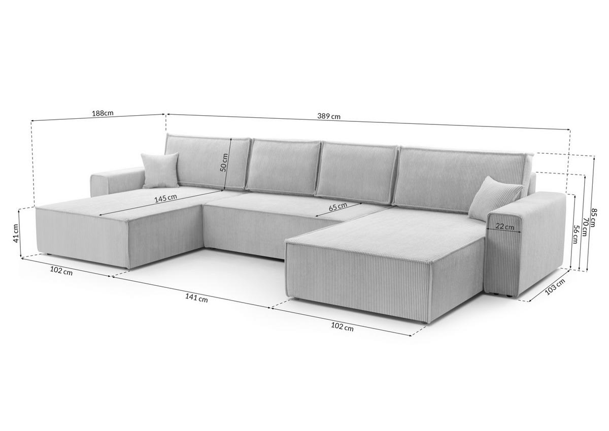 WOHNLANDSCHAFT Cedria Salbeigrün 389/145/85 cm mit Schlaffunktion - Schwarz/Grün, Kunststoff/Textil (389/85/145cm) - AX Living