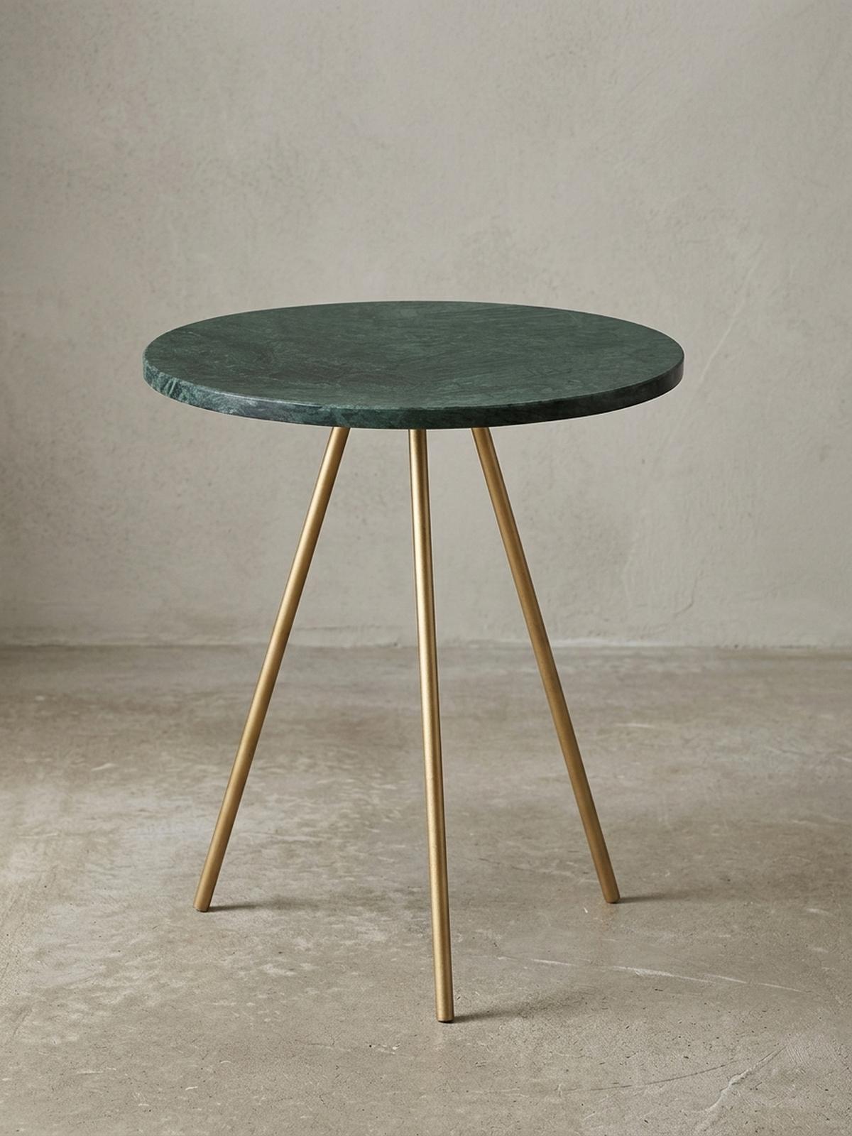 BEISTELLTISCH – Echter Marmor Grün Gold Metallbeine 38x38x44 cm - Goldfarben/Grün, Stein/Metall (38/38/44cm) - KADIMA DESIGN