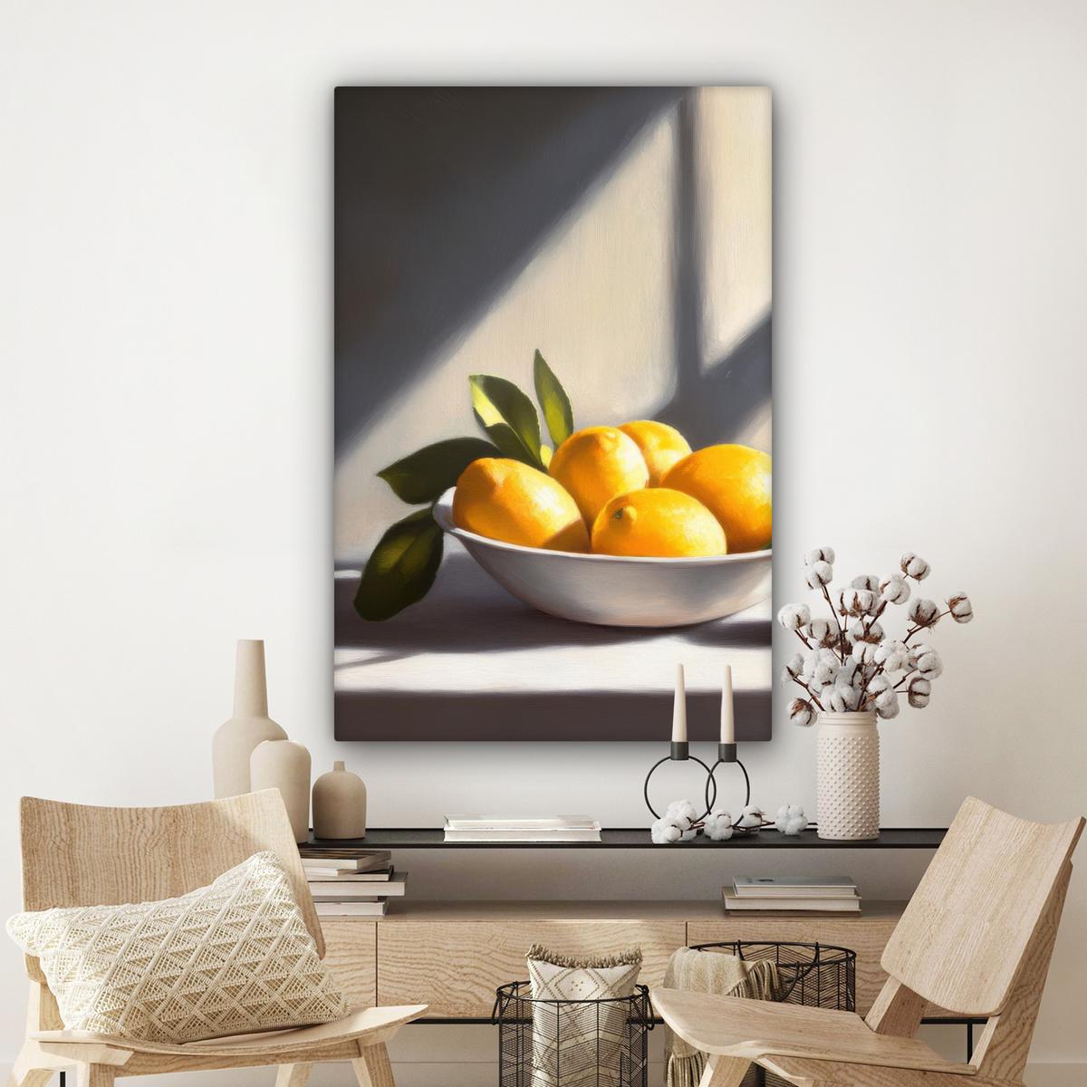 LEINWANDBILD Zitronen - Stilleben - Gelb Deko XXL 80x120 cm - Gelb, Textil (80/120cm) - MuchoWow
