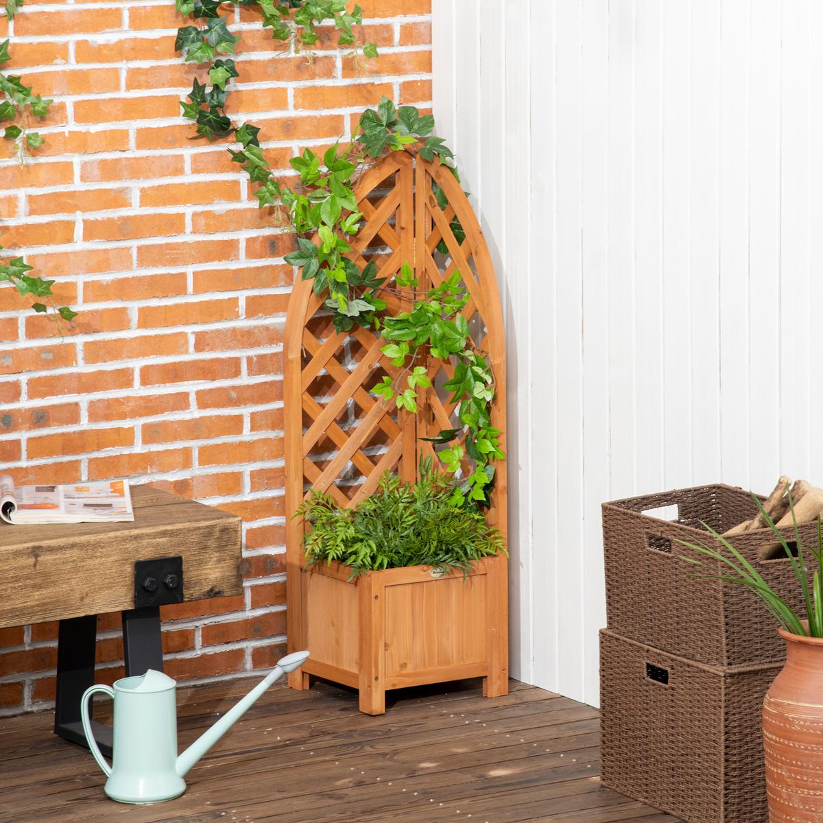 PFLANZKASTEN, Tanne, Braun - Braun, Holz (32/108/32cm) - Outsunny