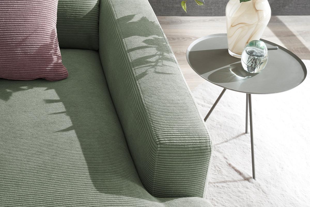 LONGSEAT CARA Grün Cord - Schwarz/Olivgrün, Textil/Metall (132/84/170cm) - KAWOLA