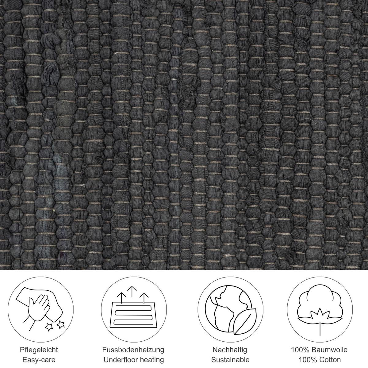 FLECKERLTEPPICH Chindi 120x180 cm - Anthrazit, Textil (120/180cm) - Rug and Roll