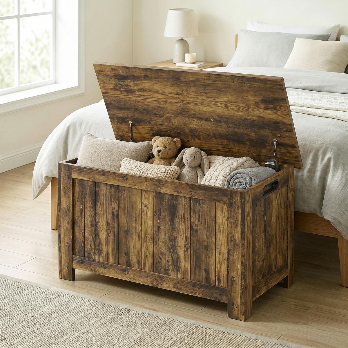 AUFBEWAHRUNGSTRUHE MDF Rustikales Braun - Braun, Holzwerkstoff (40/46/81cm) - HOMCOM