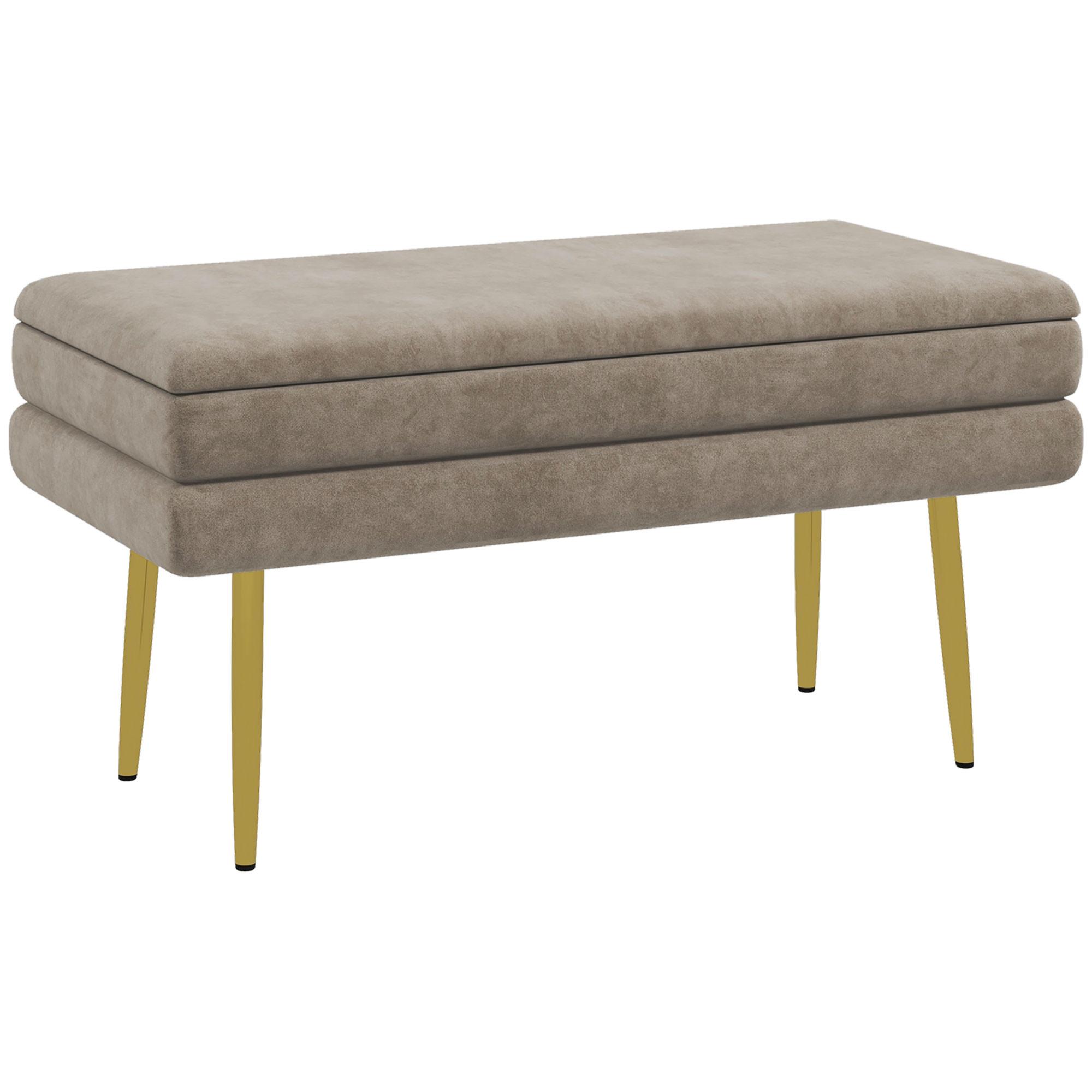 TRUHENBANK mit Stahlbeine, Beige - Beige, Kunststoff (37.5/43/79.5cm) - HOMCOM