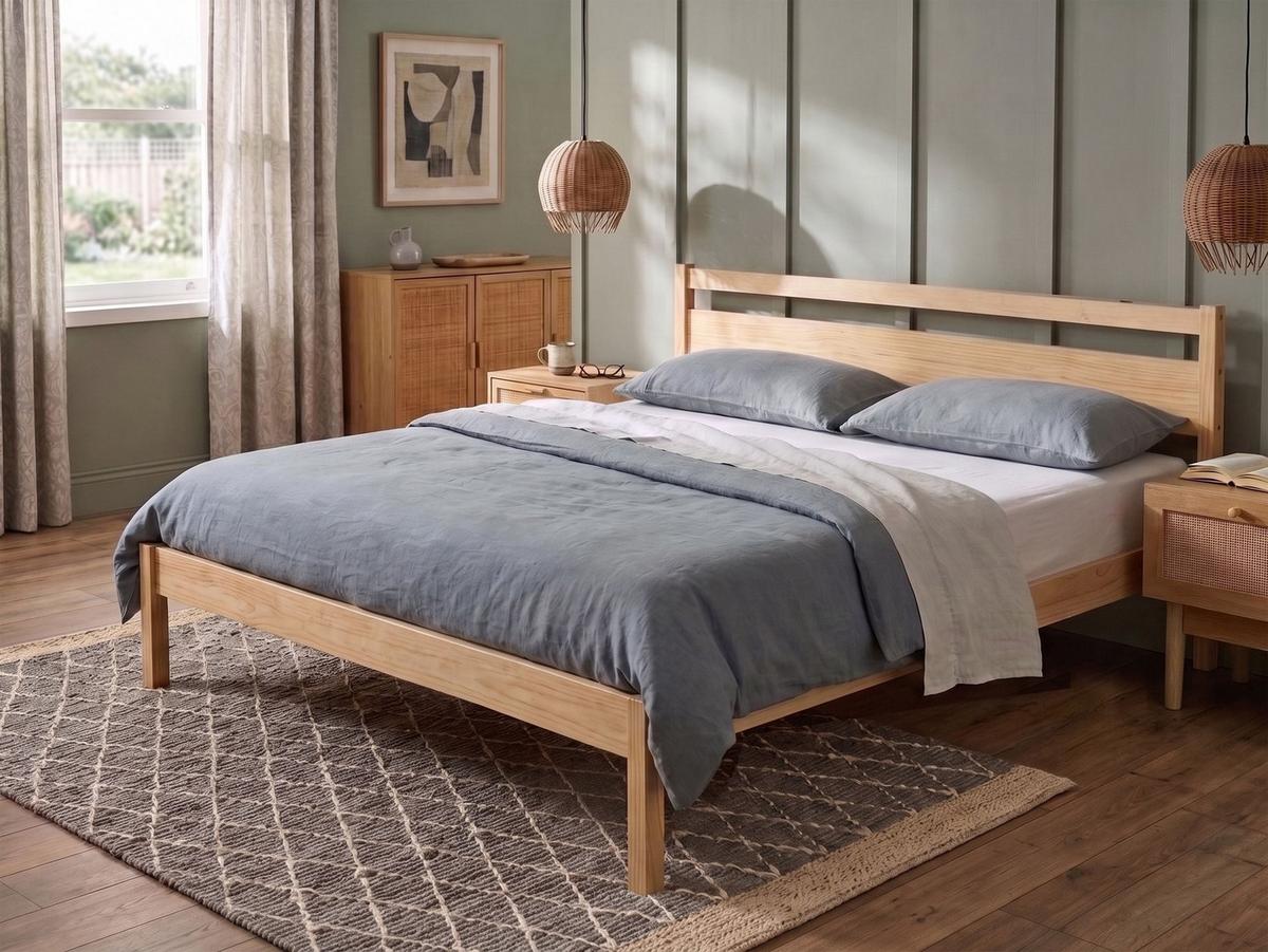 BETT mit Lattenrost 180/200 Kiefernholz Hellbraun Mercurer - Hellbraun/Braun, Holz (180/200cm) - Beliani