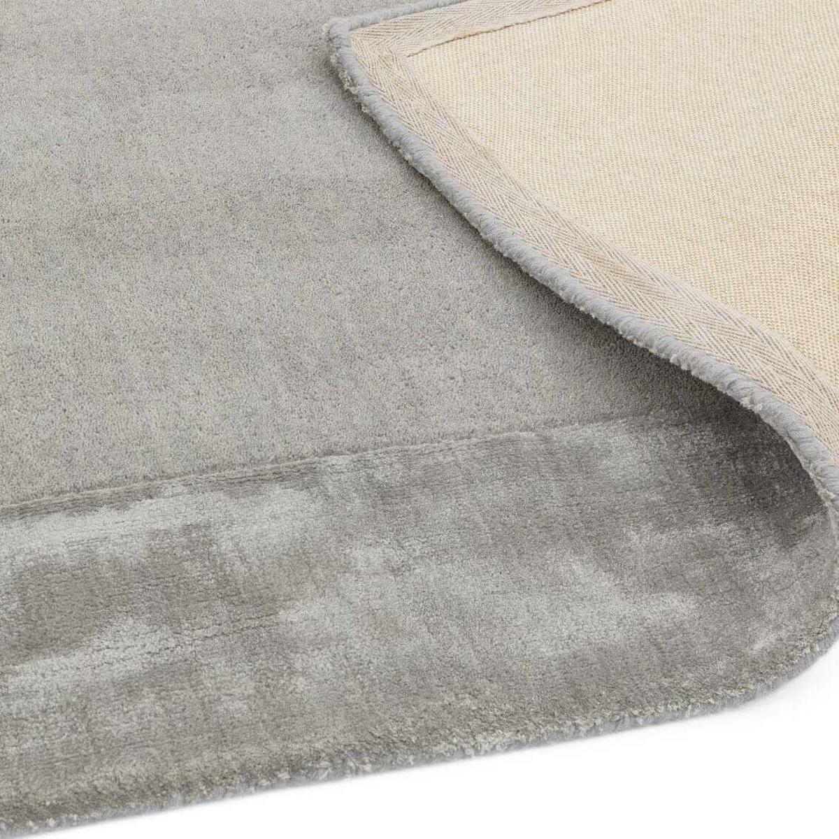 WOLLTEPPICH handgewebt TYNE, mit Bordüre, Silber, 120 x 170 cm - Silberfarben, Textil (120/170cm) - KADIMA DESIGN