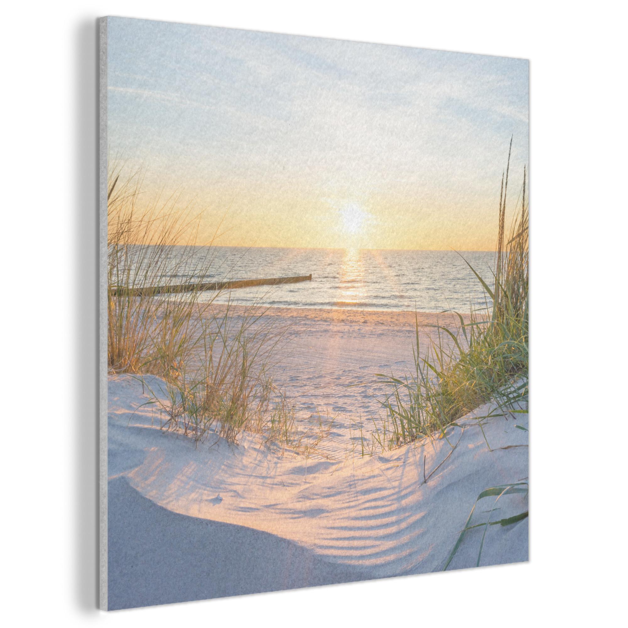 AKUSTIKBILD Strand - Sonne - Düne - Gras - Sand - Horizont Wandbilder 60x60 cm - Hellblau, Kunststoff (60/60/0.9cm) - MuchoWow