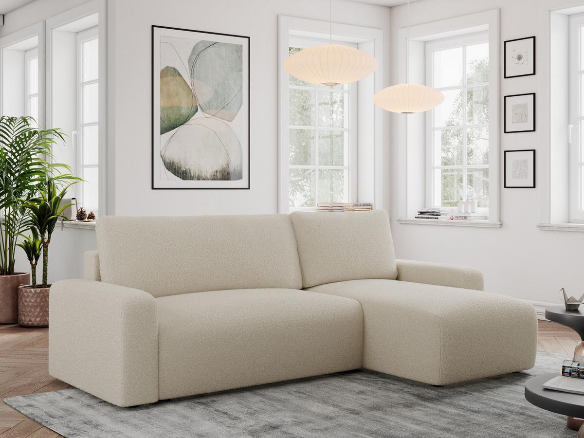 ECKSOFA ARGOS Beige Boucle - Beige/Schwarz, Kunststoff/Textil (245/150cm) - MKS