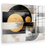 ACRYLGLASBILD Abstrakt - Gold - Silber - Formen - Ästhetisch - Modern 80x60 cm - Goldfarben, Glas (80/60cm) - MuchoWow