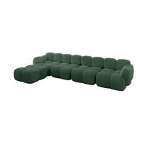 ECKSOFA modulares Sofa Links Miko-L3 390x205x75 Grün Cord - Waldgrün/Schwarz, Holzwerkstoff/Kunststoff (390/205cm) - ALTDECOR