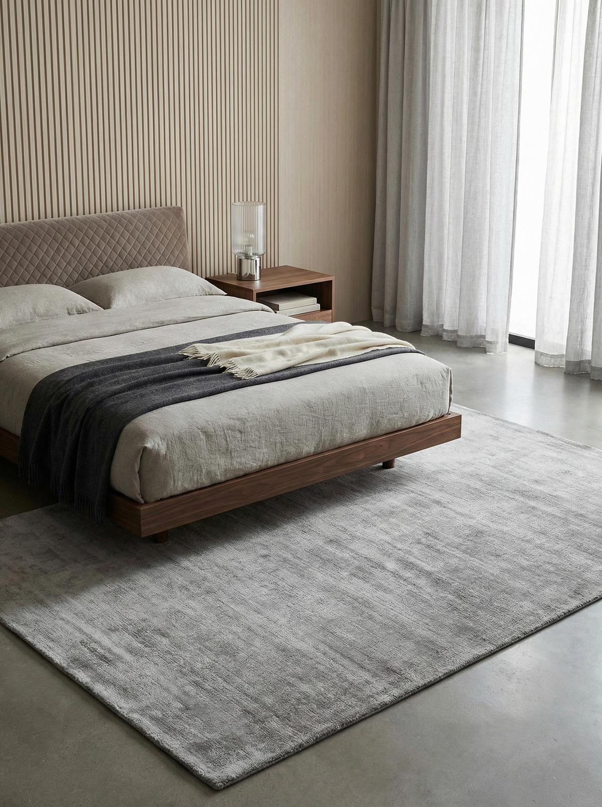 VISKOSETEPPICH handgewebt BARI, einfarbig, Silber, 160 x 230 cm - Silberfarben, Textil (230/160cm) - KADIMA DESIGN