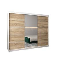 SCHWEBETÜRENSCHRANK 200/250/62 3-türig - Silberfarben/Weiß, Holz/Kunststoff (250/200/62cm) - MÖBEL KRYSPOL