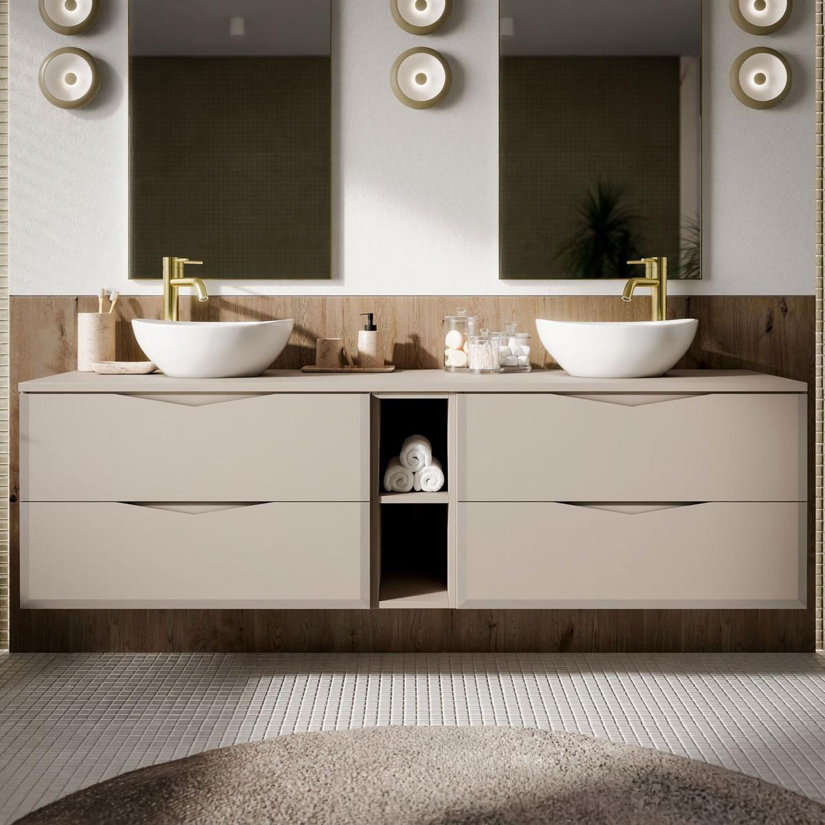 WASCHTISCHUNTERSCHRANK MIRA III 140 cm - Kaschmir, Holzwerkstoff (140/50/46cm) - Lookway