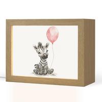NACHTTISCHLAMPE Zebra - Baby - Tiere - Rosa Luftballon 20x15 cm - Weiß, Holzwerkstoff (8/20/15cm) - OnlyWow