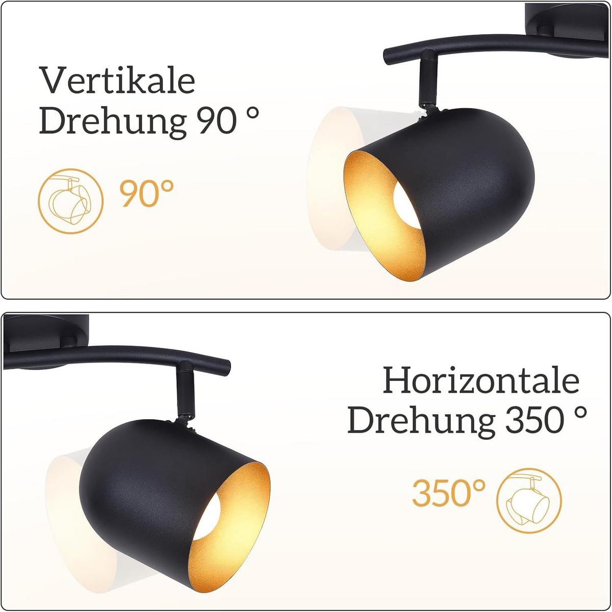 DECKENSTRAHLER Gera 2-flammig 28/12/21 cm - Schwarz, Metall (28/12/21cm) - Nettlife