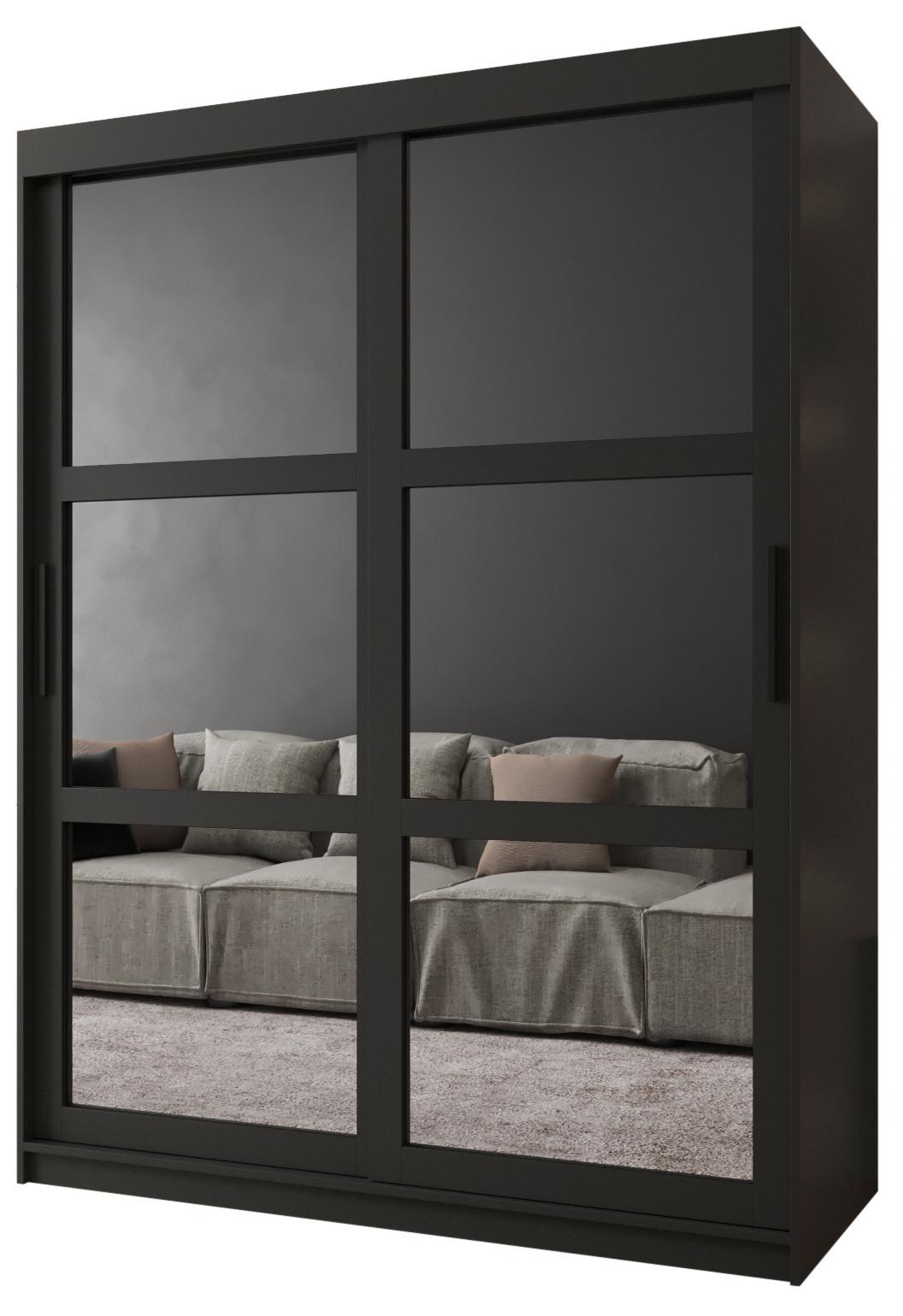SCHWEBETÜRENSCHRANK 200/150/62 2-türig - Schwarz, Holz/Kunststoff (150/200/62cm) - MÖBEL KRYSPOL