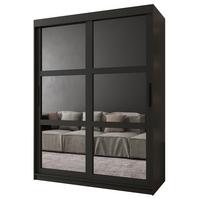 SCHWEBETÜRENSCHRANK 200/150/62 2-türig - Schwarz, Holz/Kunststoff (150/200/62cm) - MÖBEL KRYSPOL