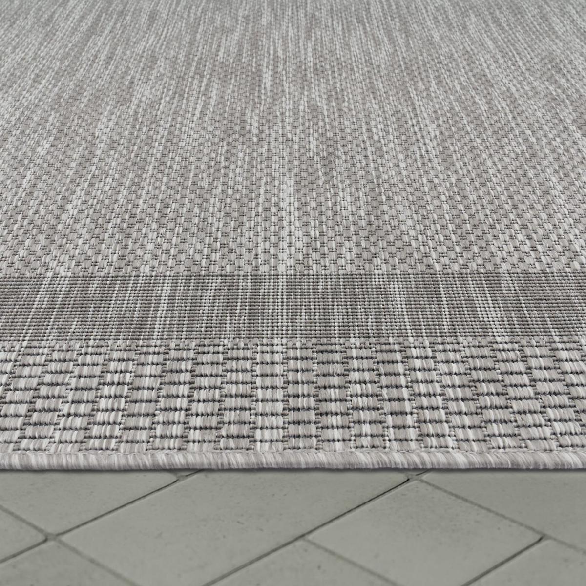 OUTDOORTEPPICH, mit Bordüre, aus Polypropylen, Grau, 80 x 150 cm - Grau, Textil (150/80cm) - KADIMA DESIGN