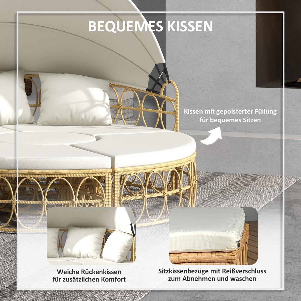 GARTENMÖBEL-SET mit klappbarem Verdeck, für Outdoor, Creme - Creme, Kunststoff - Outsunny