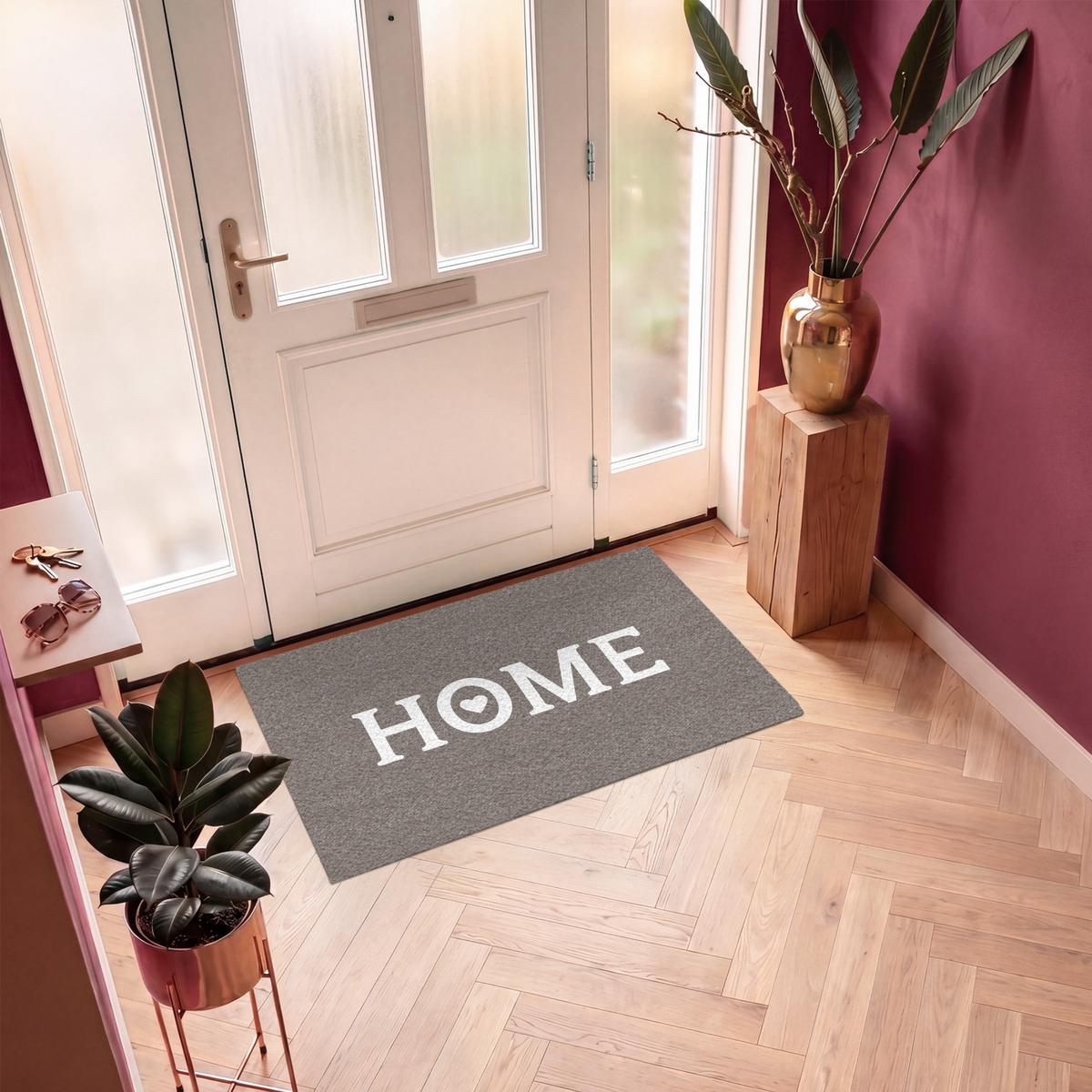 FUSSMATTE Startseite - Text - Taupe Fußabtreter 120x80 cm - Taupe, Kunststoff (120/0.4cm) - MuchoWow
