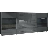 SIDEBOARD Carlos Grau Hochglanz - Grau, Holzwerkstoff (166/72/35cm) - Vladon