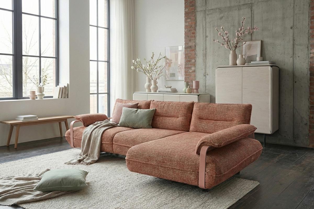ECKSOFA ANISSA Braun Flachgewebe - Schwarz/Braun, Kunststoff/Textil (185/297cm) - KAWOLA