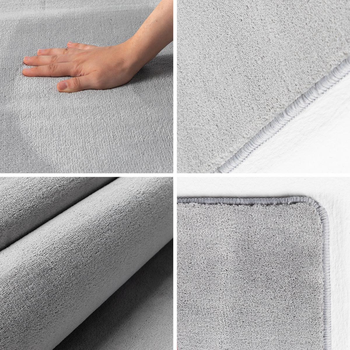 TEPPICH Kurzflor Waschbar LECH in Silber, einfarbig, 80 x 150 cm - Silberfarben, Textil (150/80cm) - KADIMA DESIGN