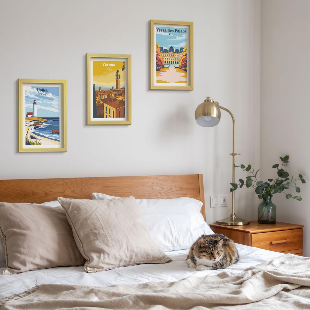 BILDER SET 3er Set - 20x30 cm Goldrahmen - Ansichten von Orten am Meer und von Städten - Goldfarben, Kunststoff (20/30cm) - TULUP