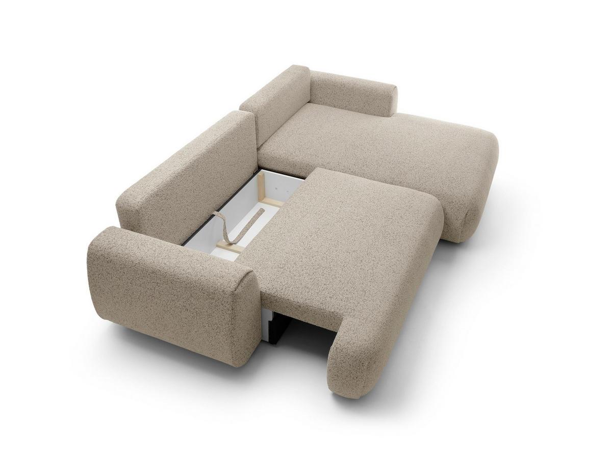 ECKSOFA ZEST Beige Geflochtener Stoff mit Schlaffunktion - Beige, Holz (270/167cm) - MASSENO