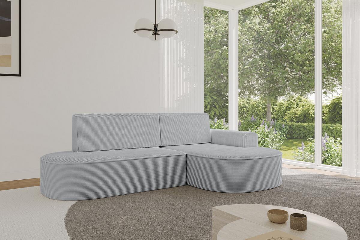 ECKSOFA mit Schlaffunktion und Bettkasten Ottomane Rechts MARI-L1-S - 283x167x73 cm Grau Cord - Graphitfarben/Schwarz, Holzwerkstoff/Kunststoff (167/283cm) - ALTDECOR