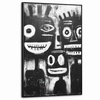 LEINWAND Bilder mit Rahmen - Malerei - Figuren - Schwarz - Abstrakt - 80x120 - Schwarz, Textil (80/120cm) - MuchoWow