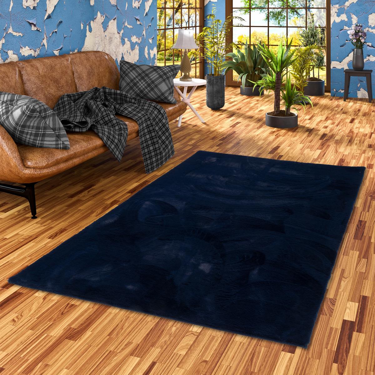 FELLTEPPICH LUXUS SUPER SOFT PLUSH - Dunkelblau, Textil (140/180cm) - Pergamon