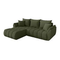 ECKSOFA mit Schlaffunktion Ottomane Links TOKO-L-v1 277x194x86 Grün Bouclé - Schwarz/Olivgrün, Holzwerkstoff/Kunststoff (277/194cm) - ALTDECOR