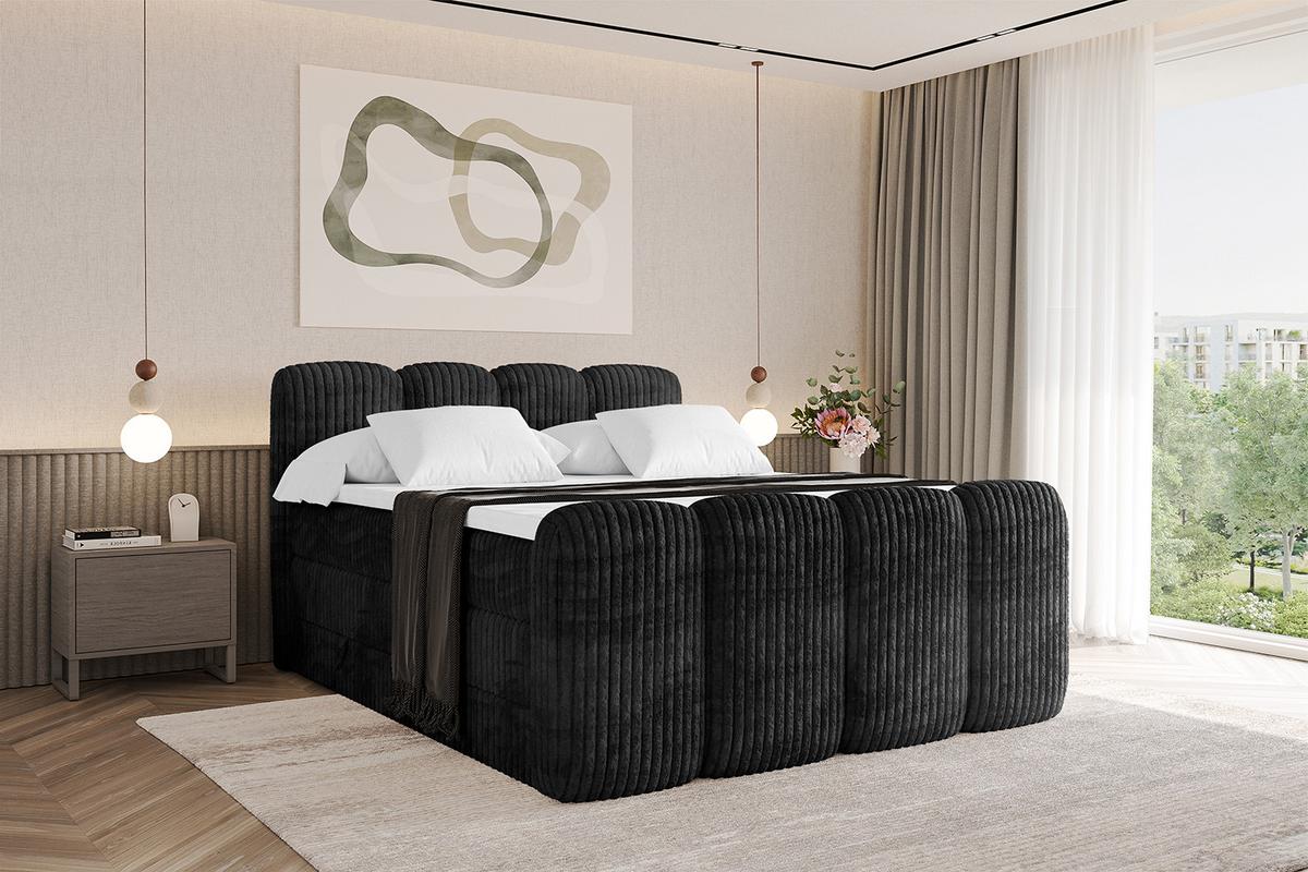 BOXBETT mit Matratze H3|H4 und Lattenrost - NINA-Z KING - 140x200 cm Tila - Schwarz - Graubraun, Holzwerkstoff (140/200cm)