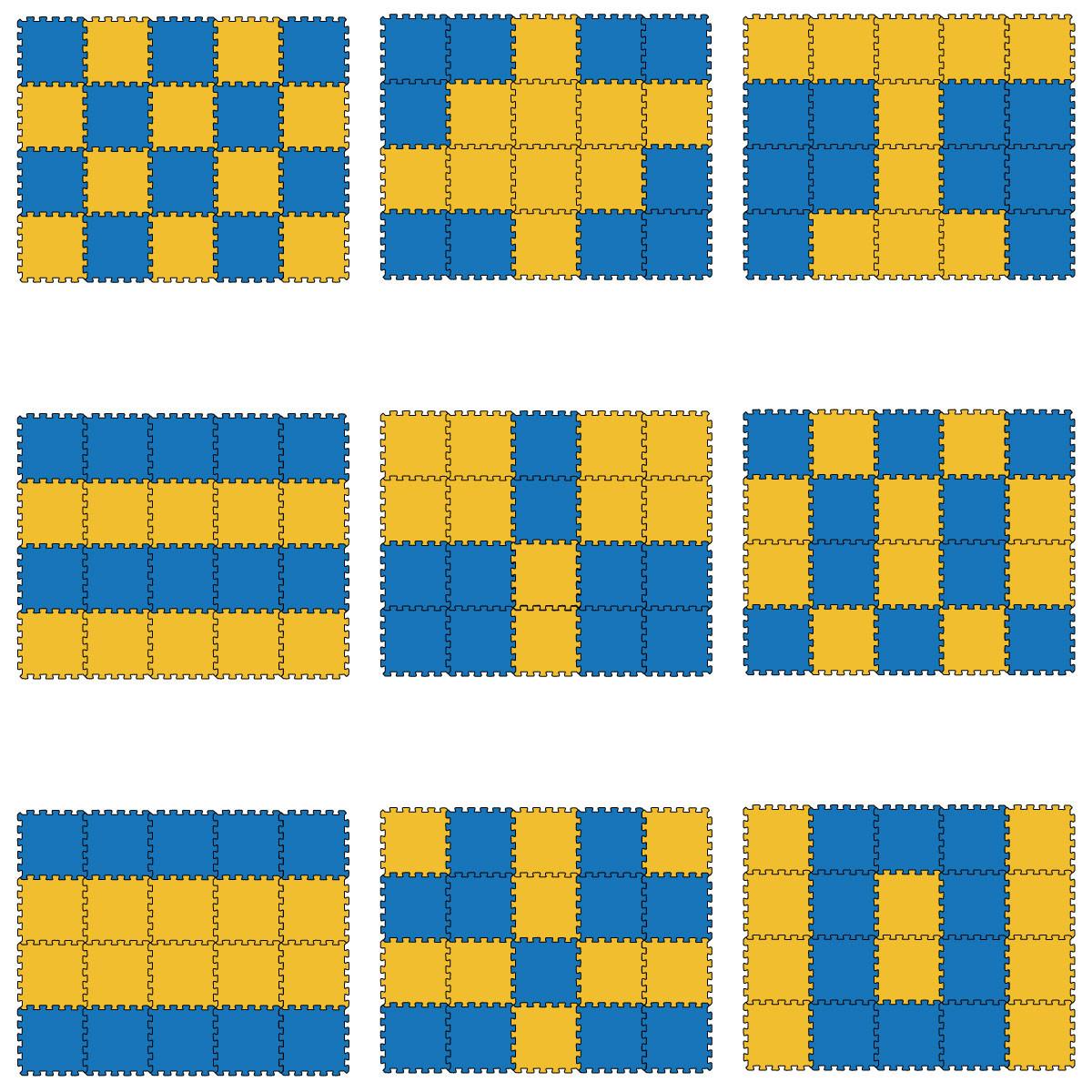 SPIELMATTE ab Null - 180/90/1 cm Puzzlematte Blau - Blau/Gelb, Kunststoff (30/30cm) - Littletom