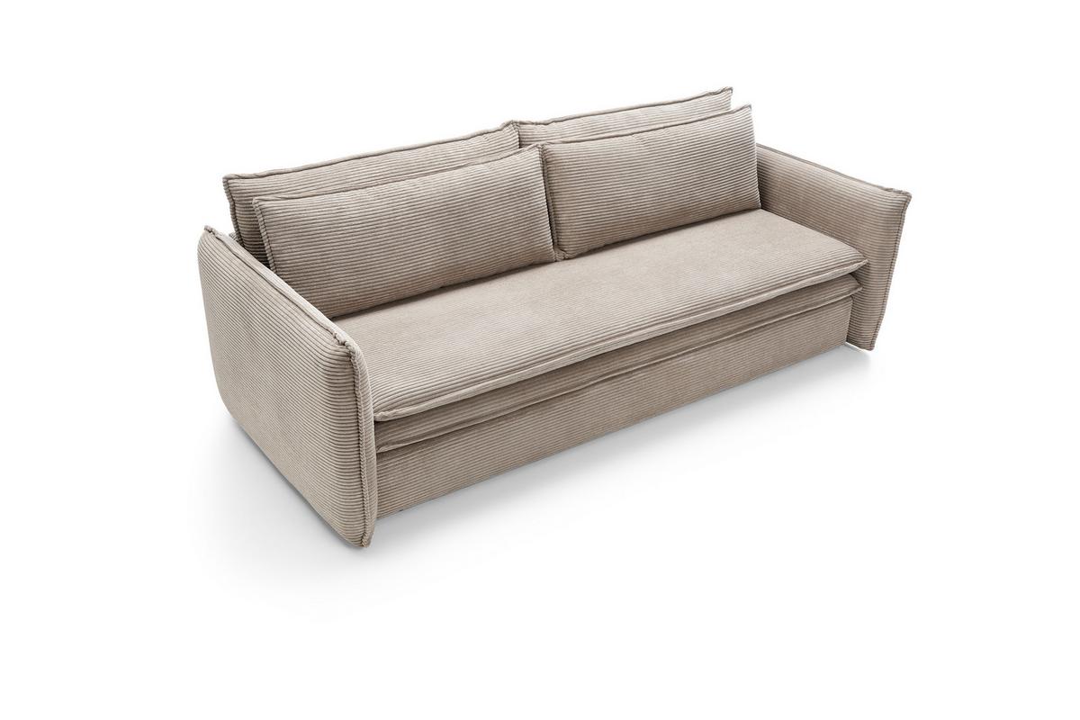 BETTSOFA SCORZA Beige Velours-Stoff mit Schlaffunktion - Beige, Textil (103/82/229cm) - MASSENO